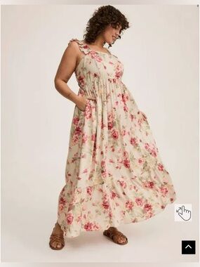 Torrid Floral Maxi Dress Size 2 | Cottagecore Ruffle Strap Boho Dress